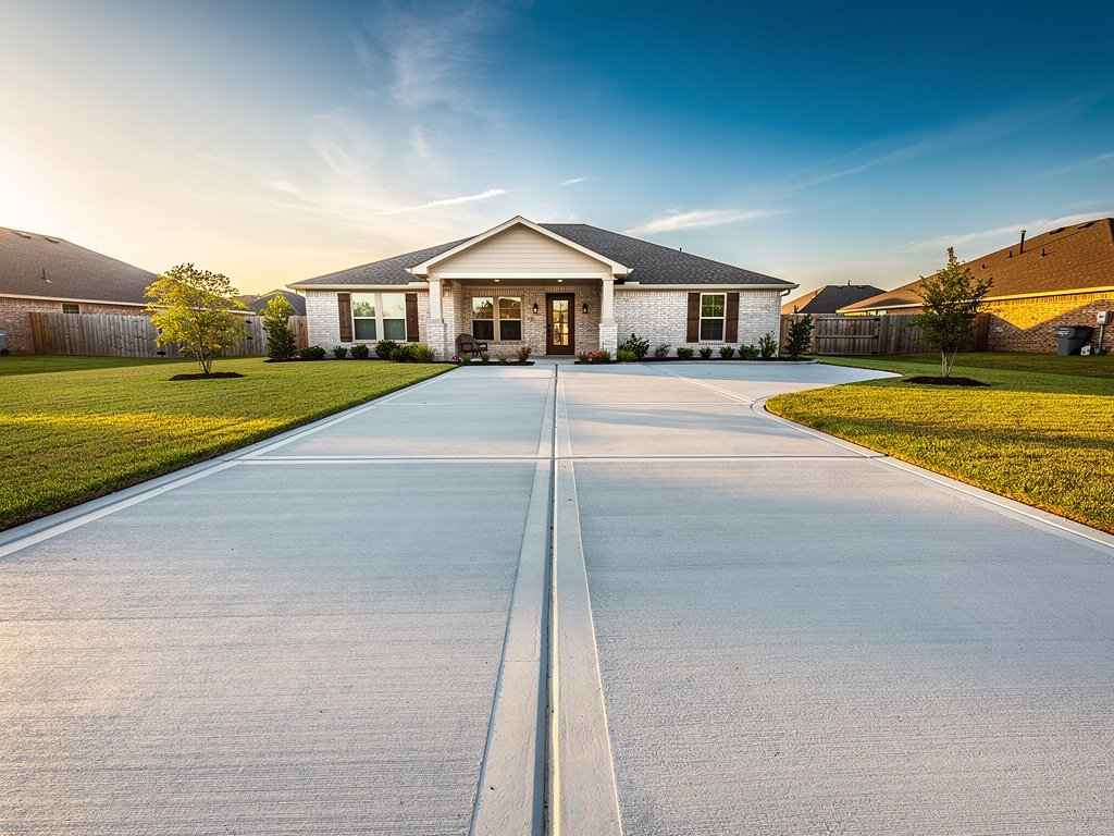 Finished concrete driveway in South Houston