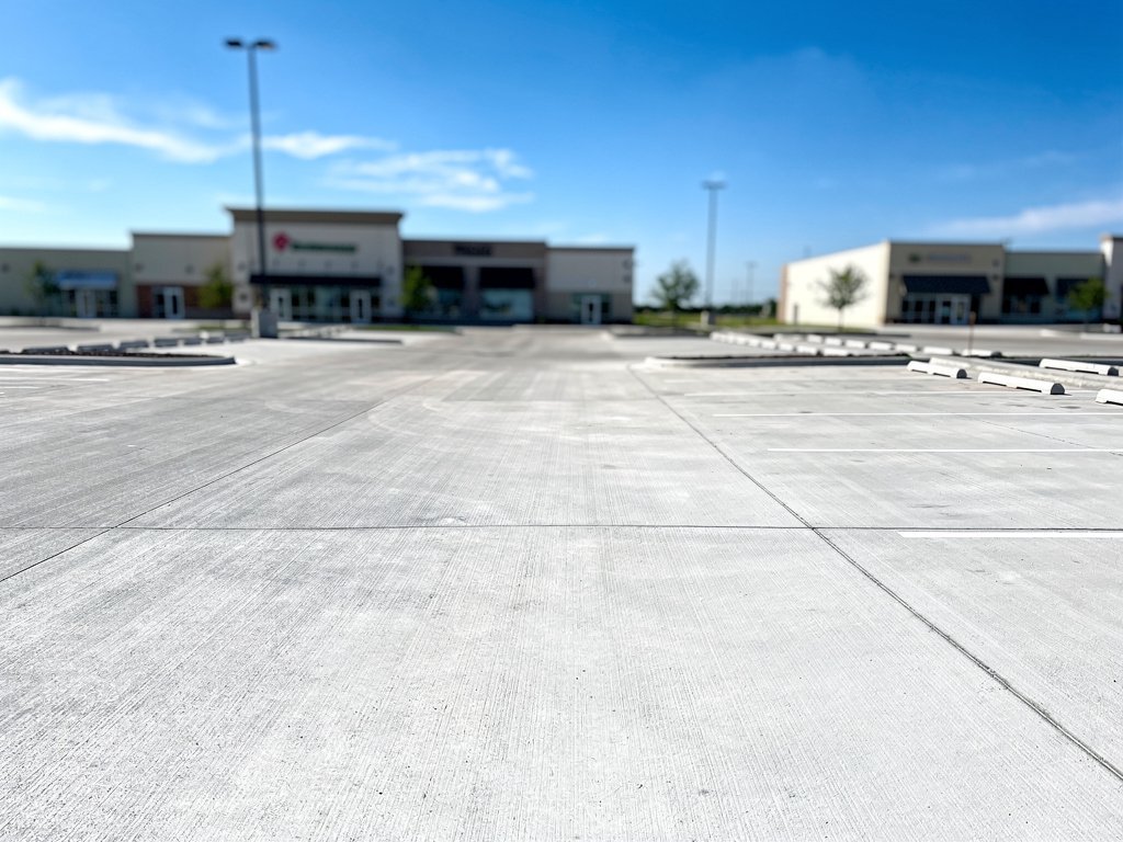 Commercial parking lot construction in South Houston